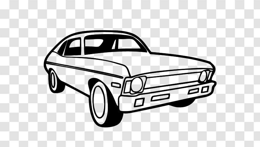 Classic Car Drawing Muscle Vehicle - Black And White - Decal Transparent PNG