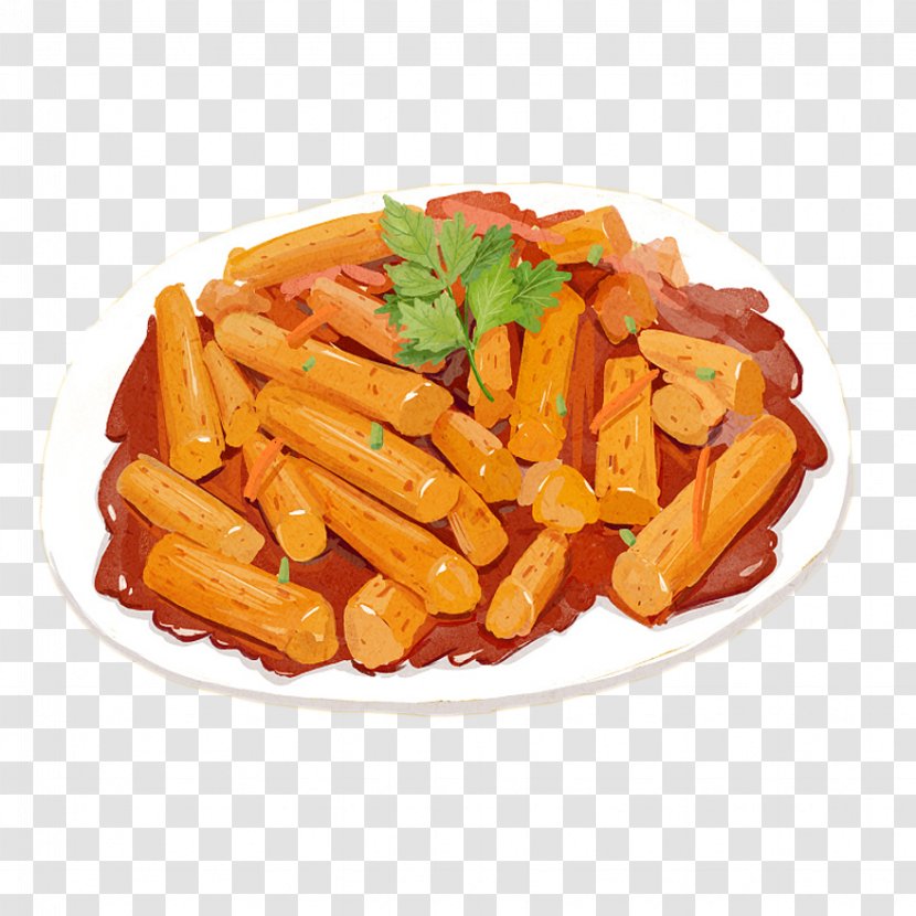 Nian Gao Tteok-bokki Hot Pot - Cake - Hand Painted Spicy Fried Rice Transparent PNG