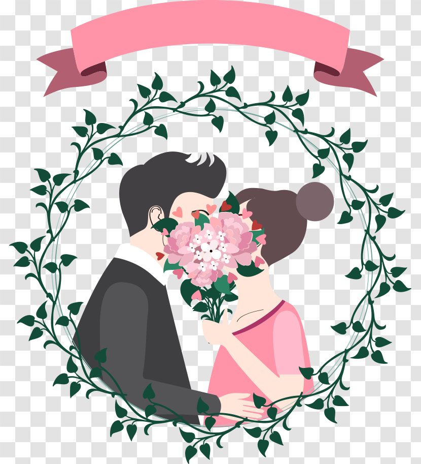 Icon - Rose Family - Vector Cartoon Couple With Ribbon Transparent PNG