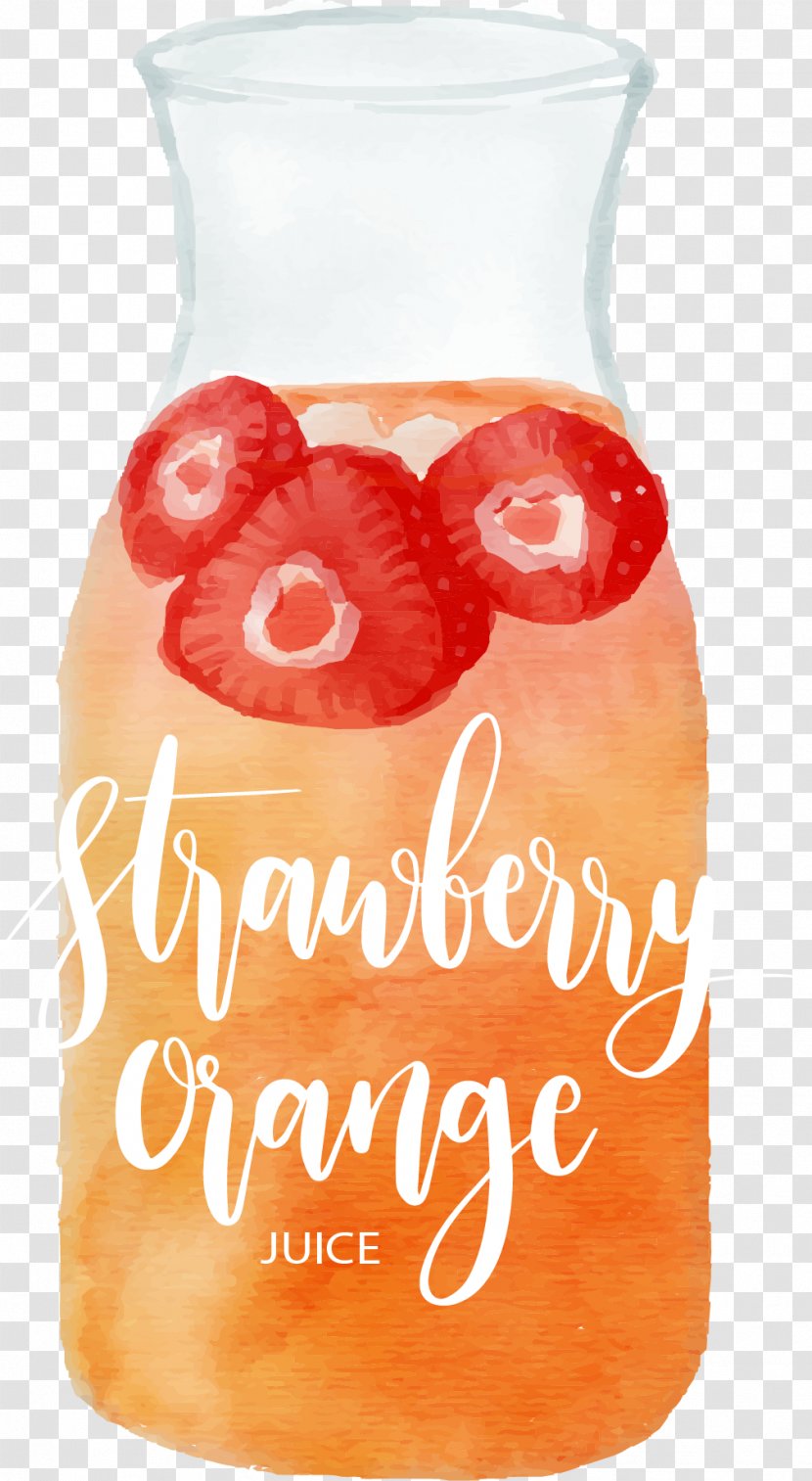 Orange Juice Strawberry - Flavor - Hand Painted Transparent PNG