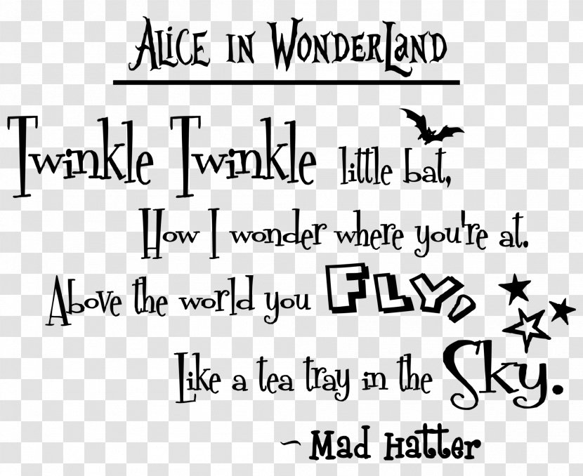 Twinkle, Little Bat Mad Hatter Star Alice's Adventures In Wonderland - Frame - Quotation Transparent PNG