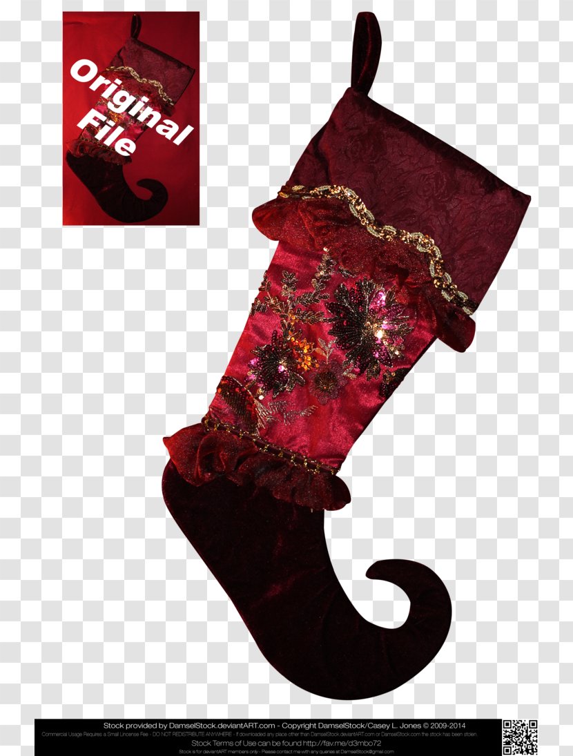 Christmas Stockings Decoration Maroon Shoe - Stocking Transparent PNG