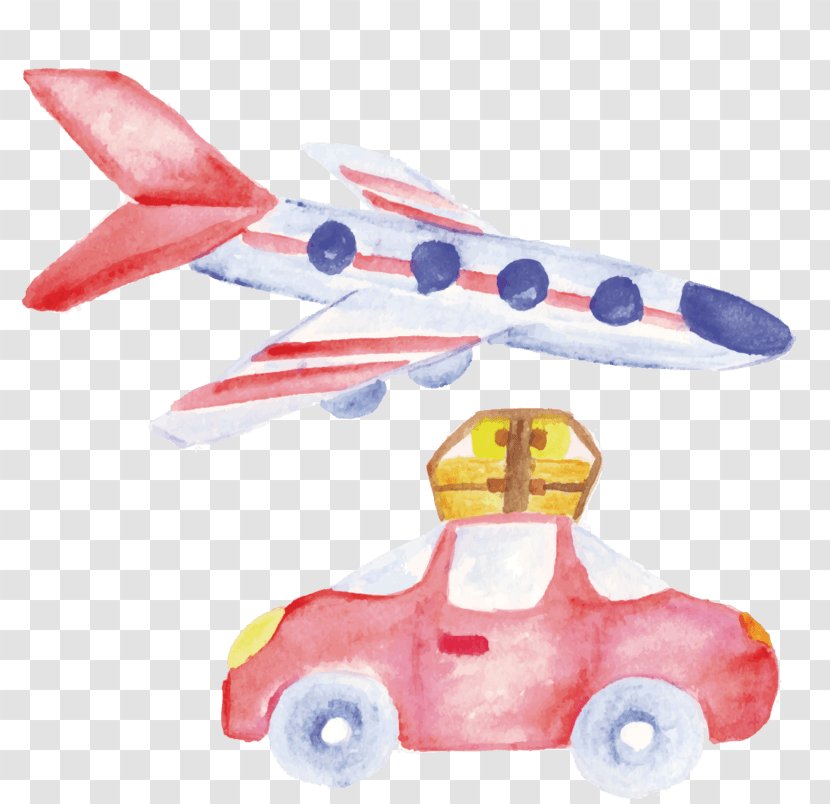 Airplane Vacation Image Flight Aircraft - Toy - Boarding Watercolor Transparent PNG