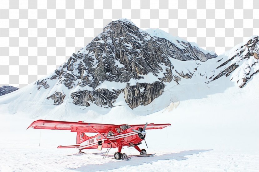 Airplane Aircraft Light Vehicle Glacial Landform - Mountain Range Propellerdriven Transparent PNG