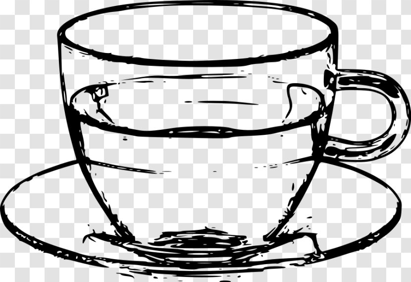 Saucer Coffee Cup Teacup Clip Art - Monochrome - Clipart Black And White Transparent PNG