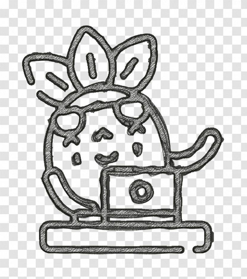 Laptop Icon Actions Icon Pineapple Character Icon Transparent PNG