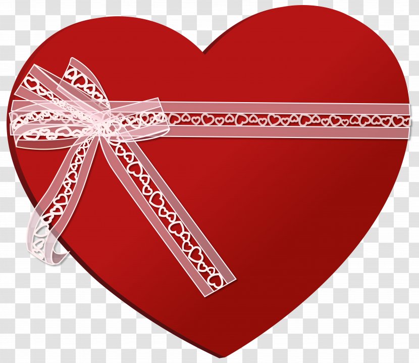 Ribbon Heart Clip Art - Red - With Image Transparent PNG