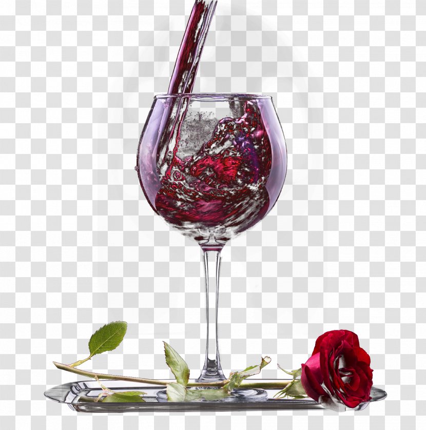 Red Wine Cocktail Champagne Glass - Rose Goblets Transparent PNG