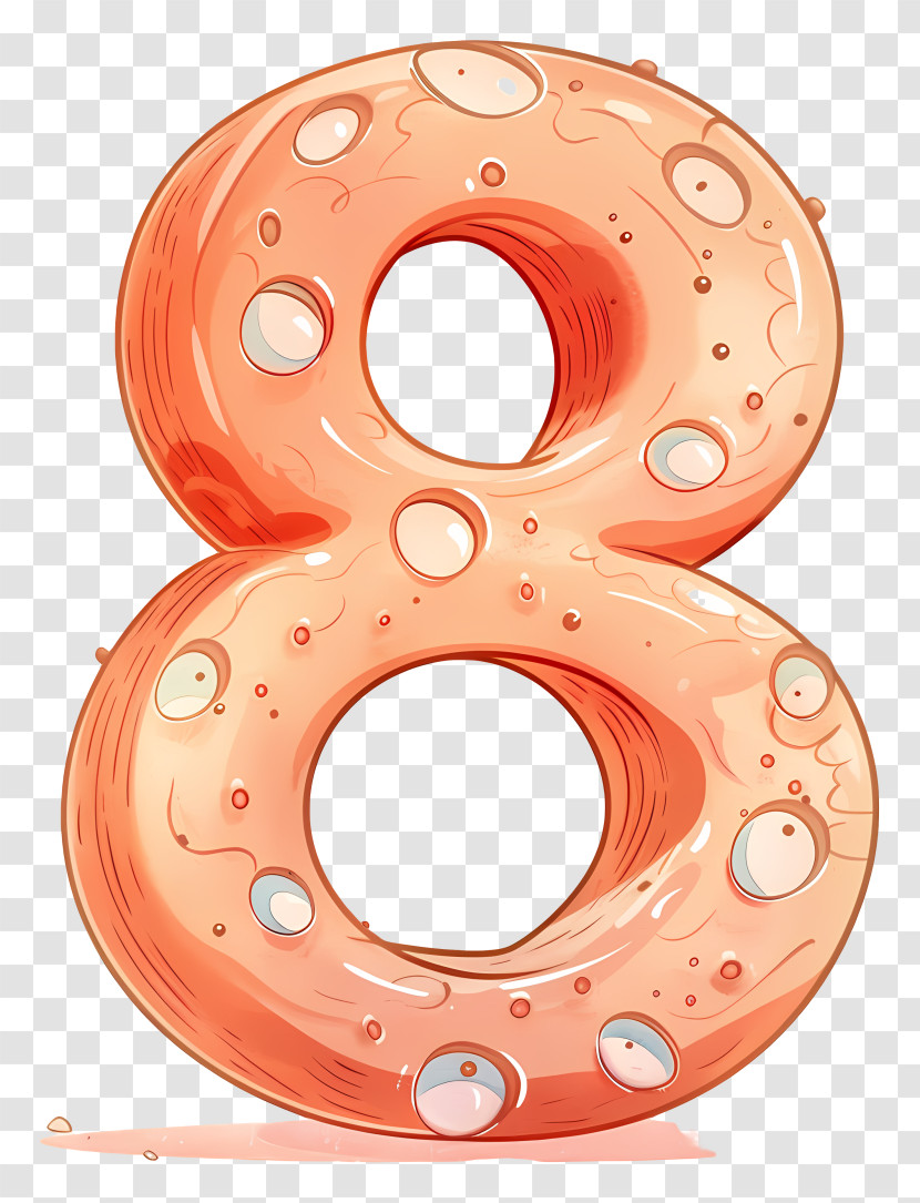 Number 8 - Bubbly Number Eight In Orange Transparent PNG