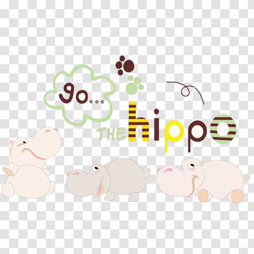 Hippopotamus Cartoon Illustration - Text - Vector Hippo Transparent PNG