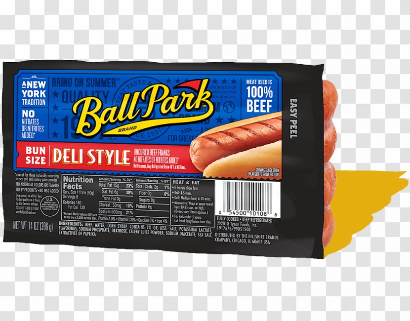 Hot Dog Ball Park Franks Beef Barbecue Bacon - Turkey Meat - Paprika Transparent PNG