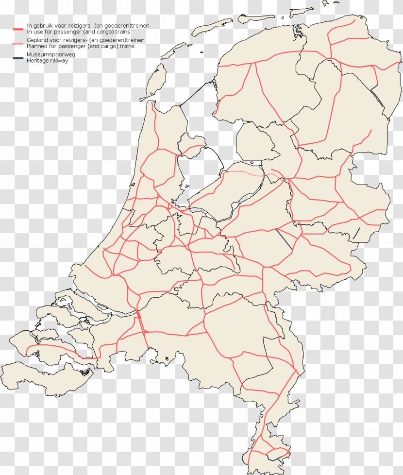 Nederlandse Spoorwegen Map Rail Transport In The Netherlands - Area - Government Of Transparent PNG