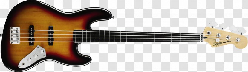 Squier Bass Guitar Fender Jazz Fretless Sunburst - Watercolor Transparent PNG