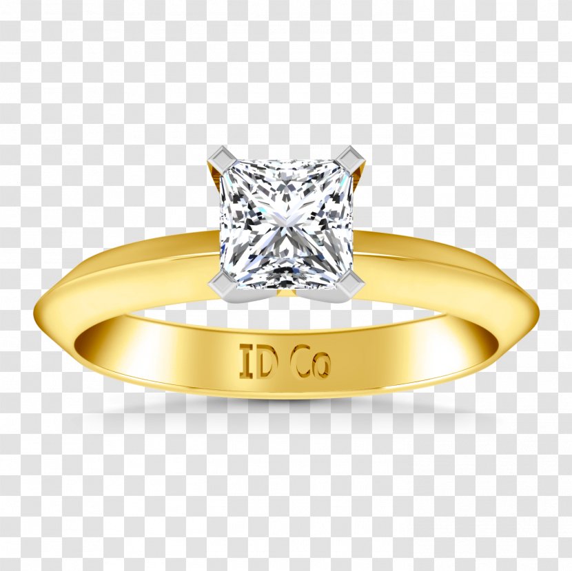 Wedding Ring Diamond Jewellery Princess Cut - Yellow - Engagement Transparent PNG