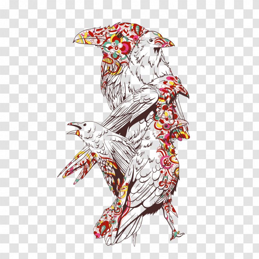 T-shirt Fruit And Vegetables With A Parrot Cockatoo Vintage Clothing Crew Neck - Art - Gothic Style Pattern Transparent PNG