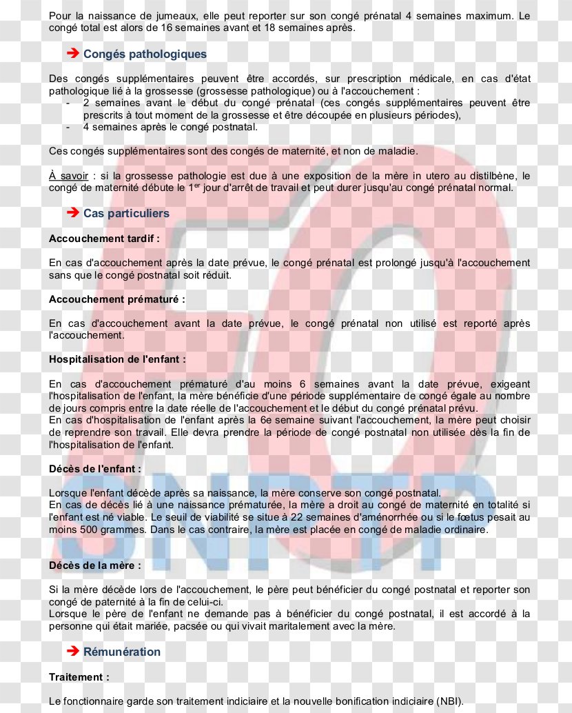 Document Congé De Maternité En France Leave Of Absence Prenatal Care Childbirth - Intern - Text Transparent PNG