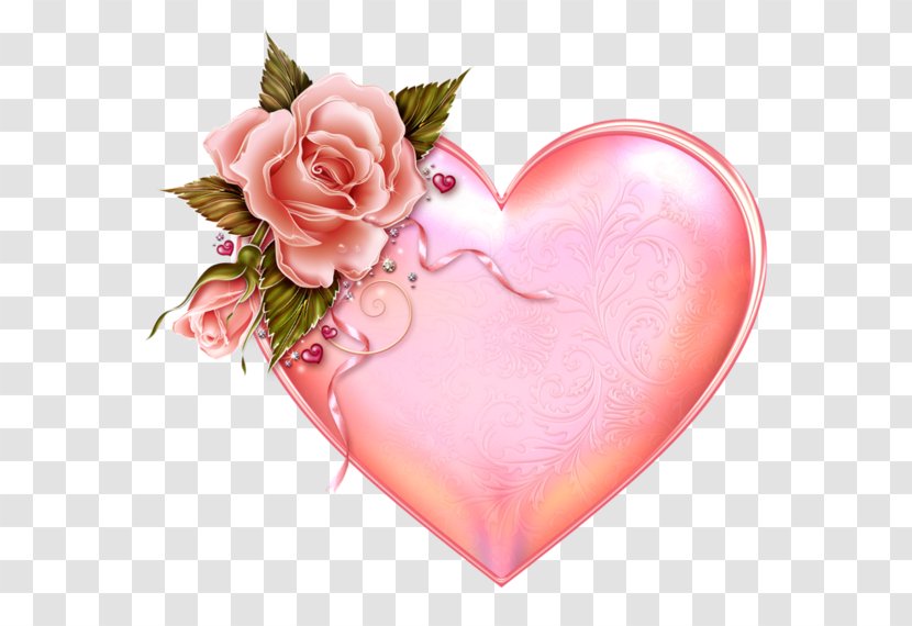 Pink Roses Decorated Heart-shaped Promotional Tag - Flower - Rose Order Transparent PNG