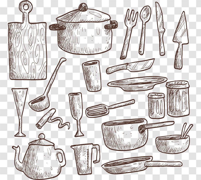 Kitchen Utensil Drawing Euclidean Vector Illustration - Material - Hand-painted Transparent PNG