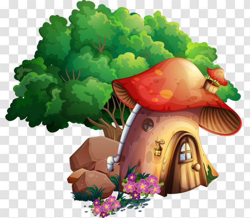Gray Wolf Kolobok Fairy Tale Drawing - Flower - Mushroom Houses Transparent PNG