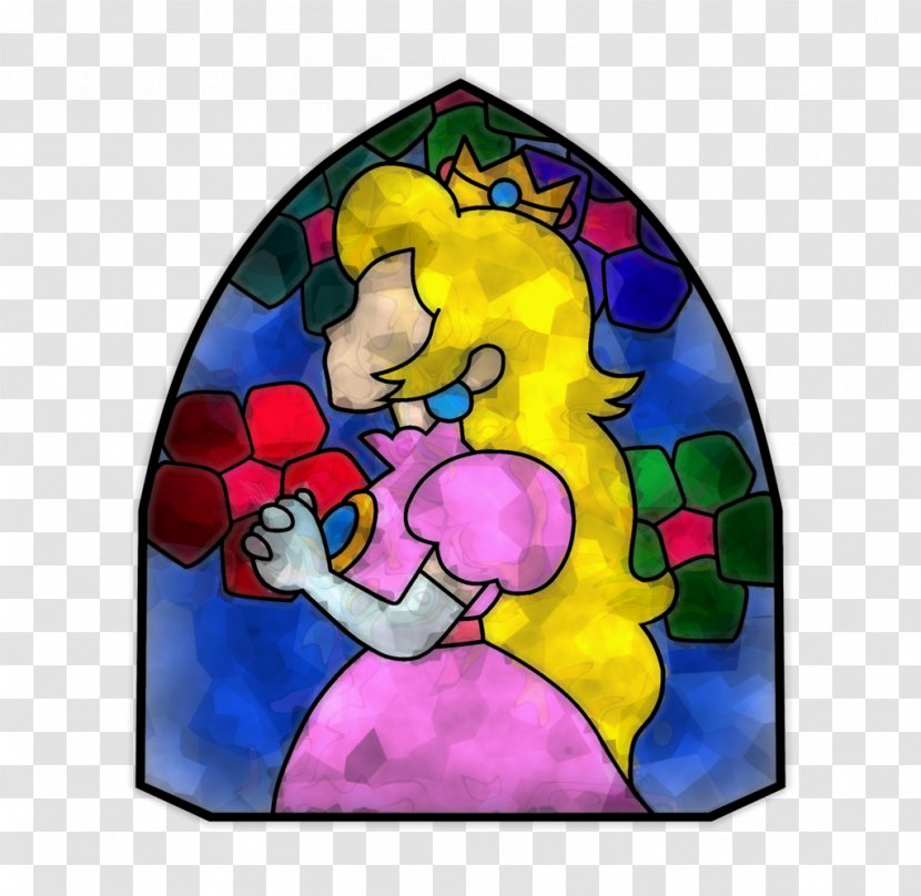 Window Princess Peach Stained Glass Super Mario 64 - Watercolor Stain Transparent PNG