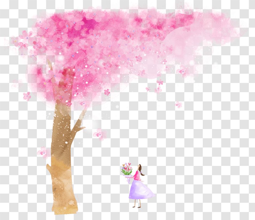 Vector Graphics Image Cherry Blossom Watercolor Painting - Magenta - Peppa Pig Flowers Transparent PNG