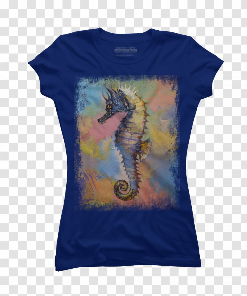 T-shirt Hoodie Top Sleeve - Electric Blue - Seahorse Transparent PNG