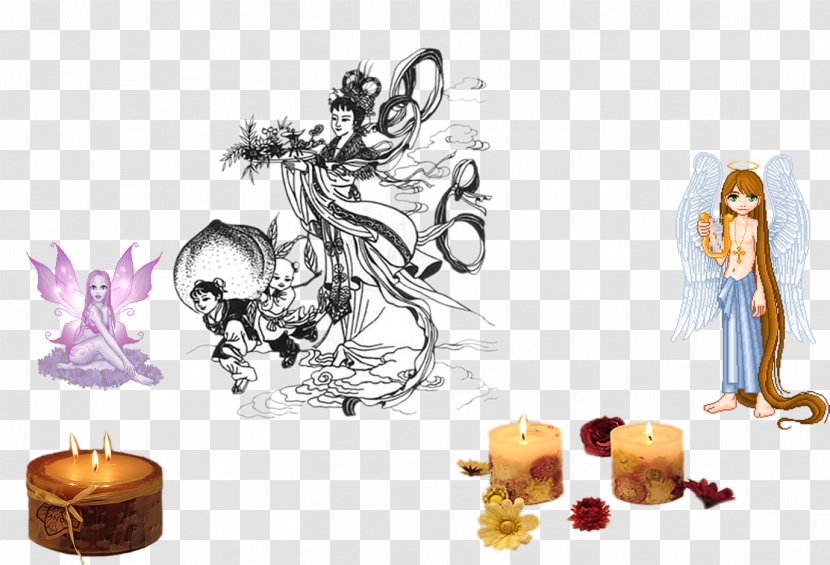 Cartoon Change Mid-Autumn Festival Illustration - Drawing - Candle Transparent PNG