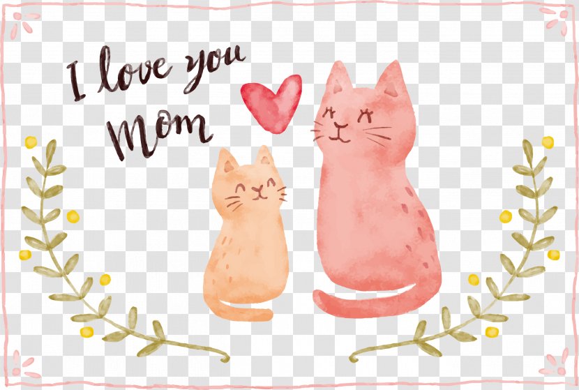 Cat Mother's Day Kitten Love - Hand Painted Cats And Mothers Transparent PNG
