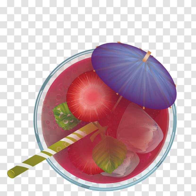 Cocktail Strawberry Juice - Aedmaasikas - Vector Transparent PNG