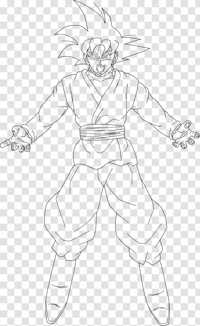 Goku Trunks Vegeta Line Art Sketch - Deviantart Transparent PNG