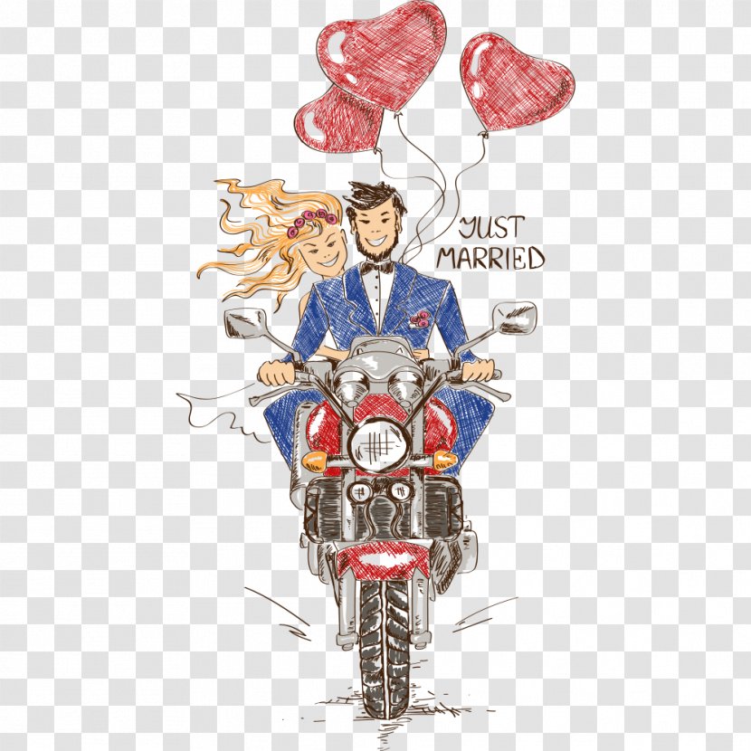 Wedding Invitation Motorcycle Bicycle - Cake Topper - Cycling Couple Transparent PNG