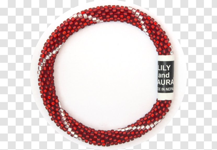 Beadwork Red Bangle Necklace - Christmas Transparent PNG