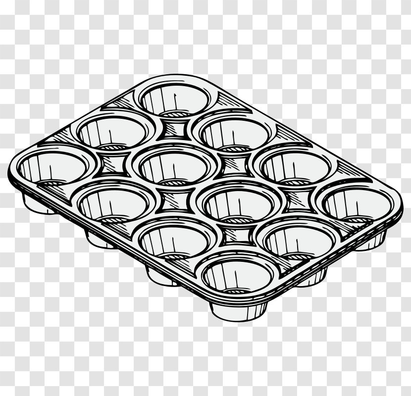 Muffin Tin Cupcake Pancake Clip Art - Monochrome - Cliparts Transparent PNG