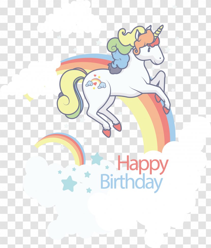 Birthday Template Clip Art - Unicorn - A On Seven Colored Rainbow Transparent PNG