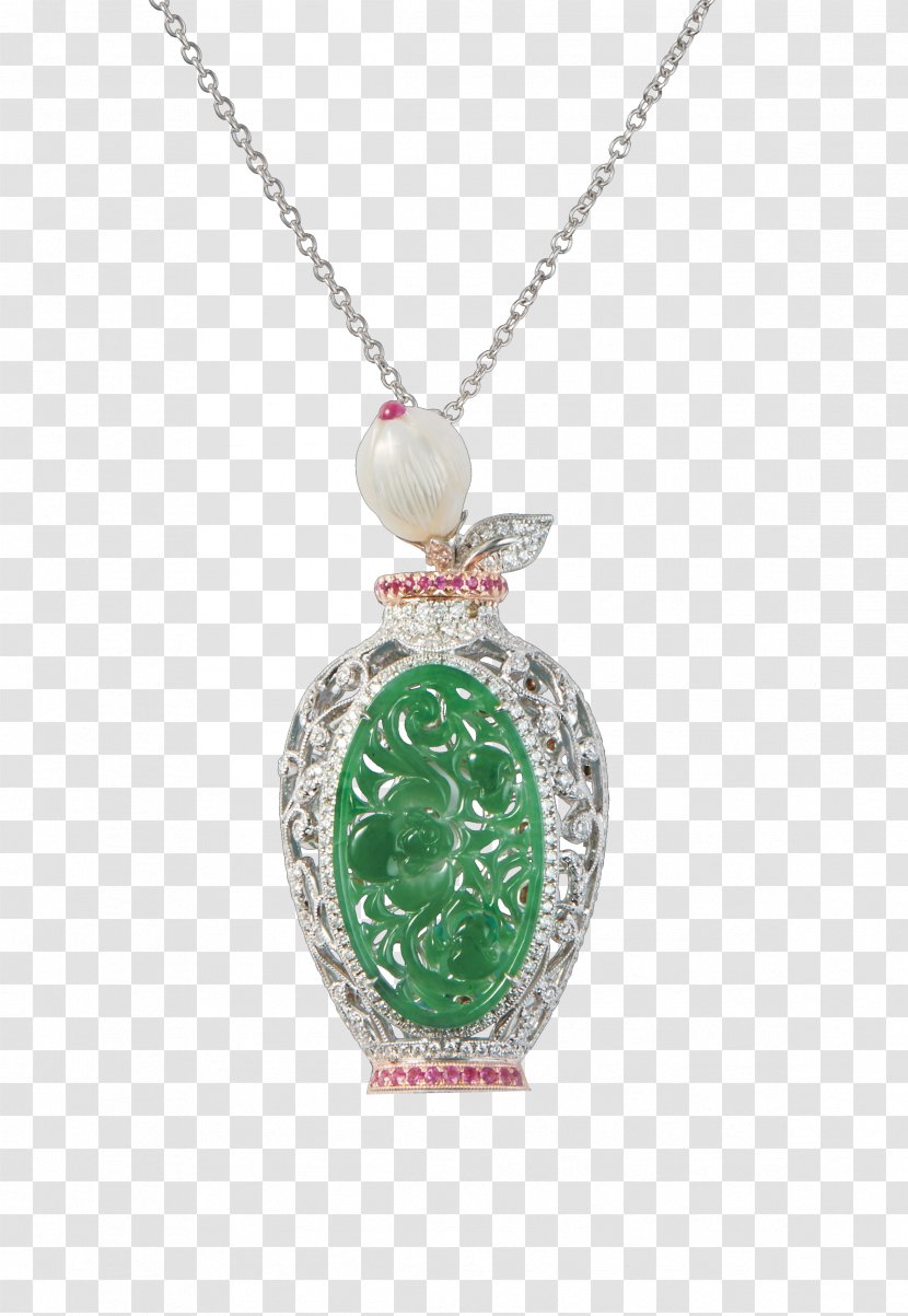 Locket Necklace Jade Emerald - Pearl Transparent PNG