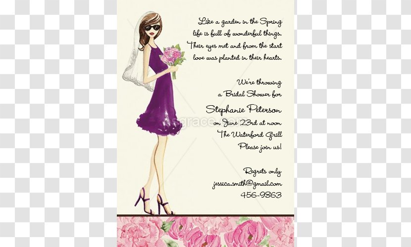 Wedding Invitation Bridal Shower Bride Dress Greeting & Note Cards - White Transparent PNG