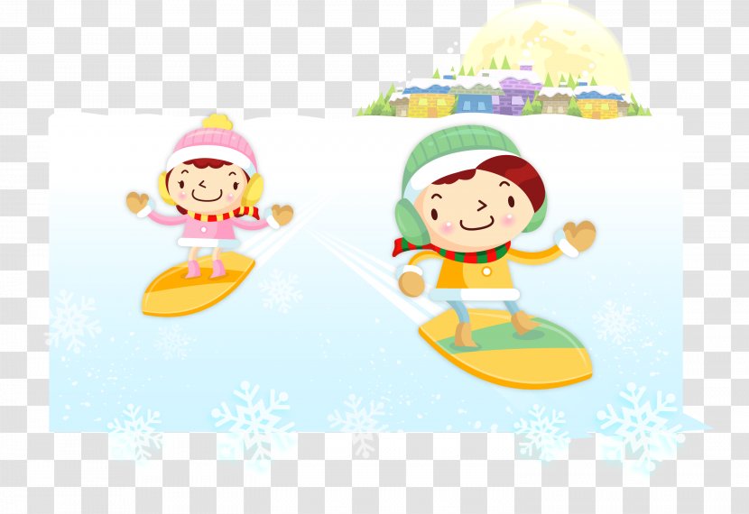 Child Illustration - Children Snowboard Transparent PNG