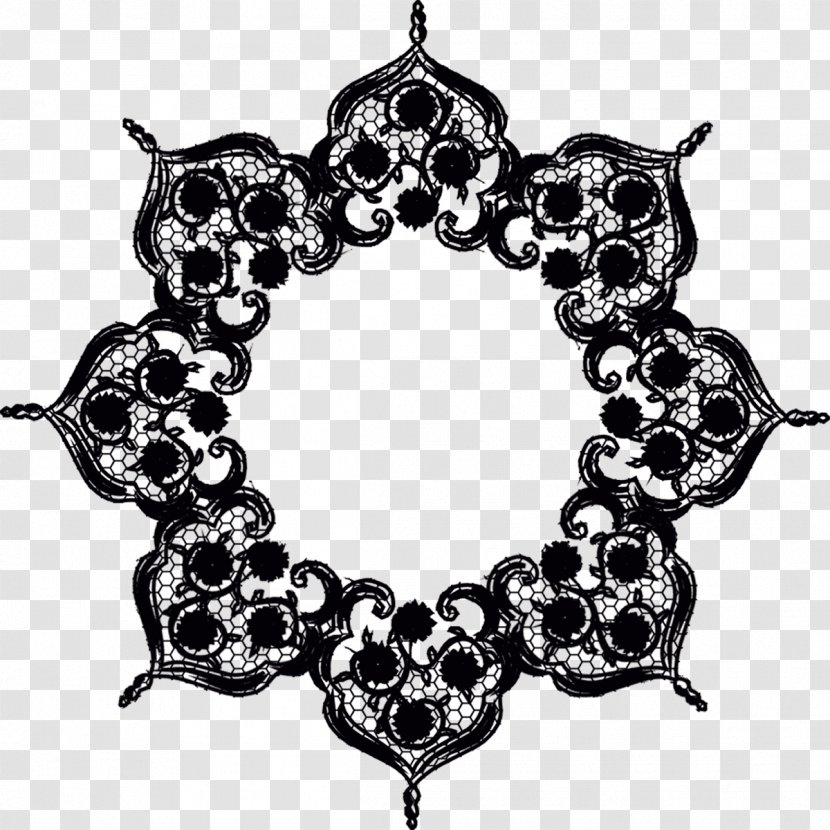 Vologda Russian Lace Woven Fabric - Black And White Transparent PNG