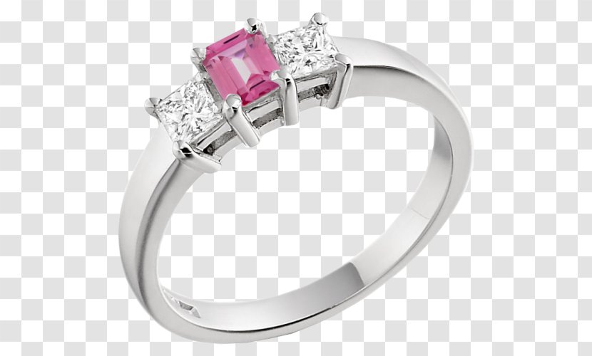 Diamond Cut Wedding Ring Engagement - Body Jewelry - Pink Heart Pendant Baguette Transparent PNG
