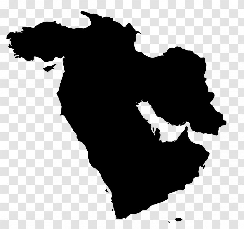 Middle East Persian Gulf Vector Map - Silhouette Transparent PNG