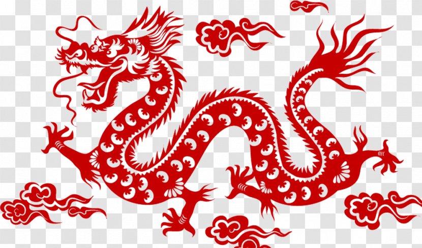 Chinese Dragon Clip Art - Red Paper-cut Transparent PNG