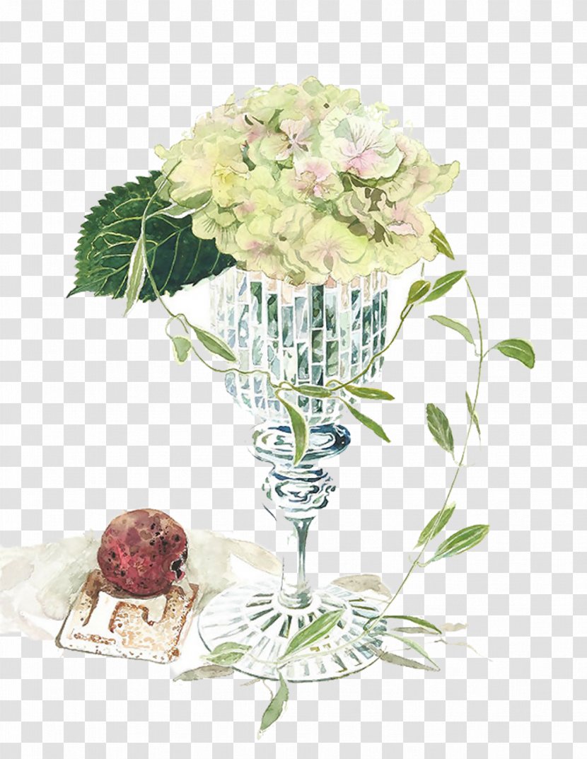 French Hydrangea Floral Design Vase Flower - Glass - High Of Picture Material Transparent PNG