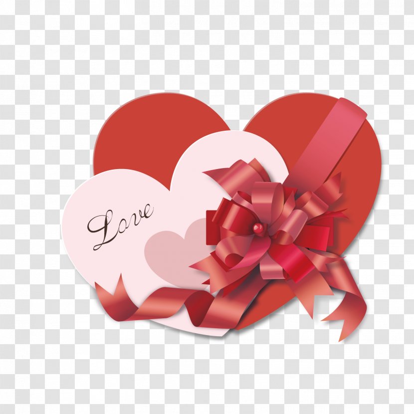 Heart Valentine's Day Gift Love - Petal - There Is A Heart-shaped Lid With Bow Decoration Transparent PNG