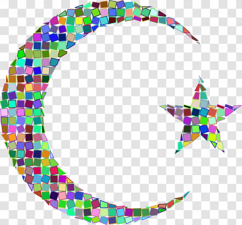 T-shirt Star And Crescent Mosaic Moon Clip Art - Body Jewelry Transparent PNG