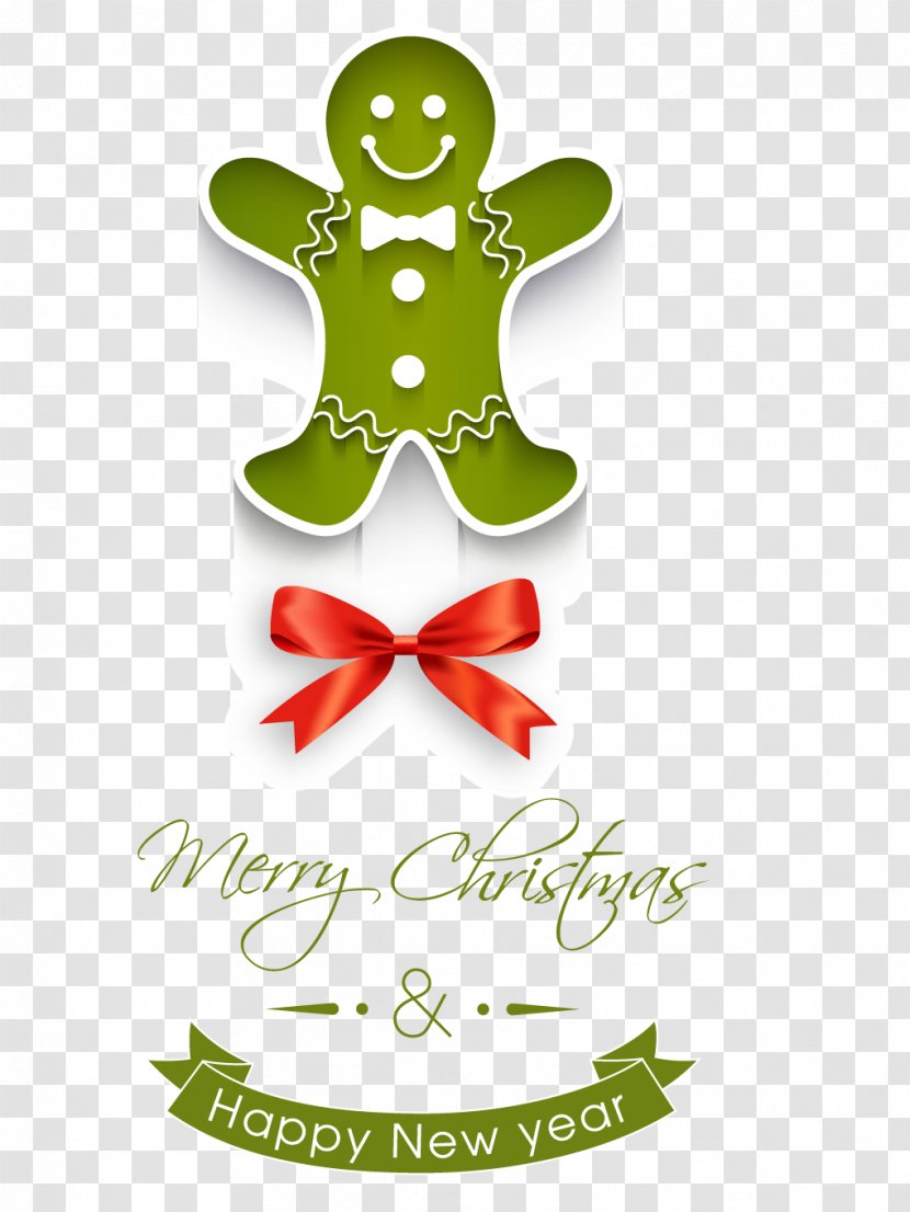 Christmas Card Greeting - Green Gingerbread Man Vectors Transparent PNG