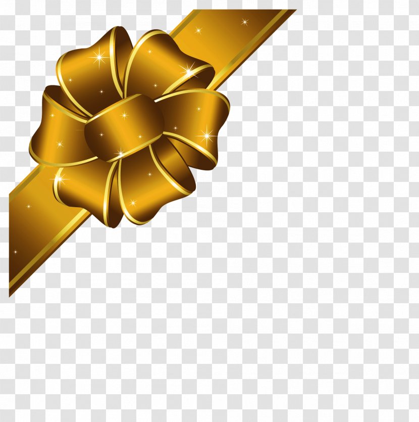 Gold Christmas Ribbon Clip Art - Royaltyfree - Cliparts Transparent PNG