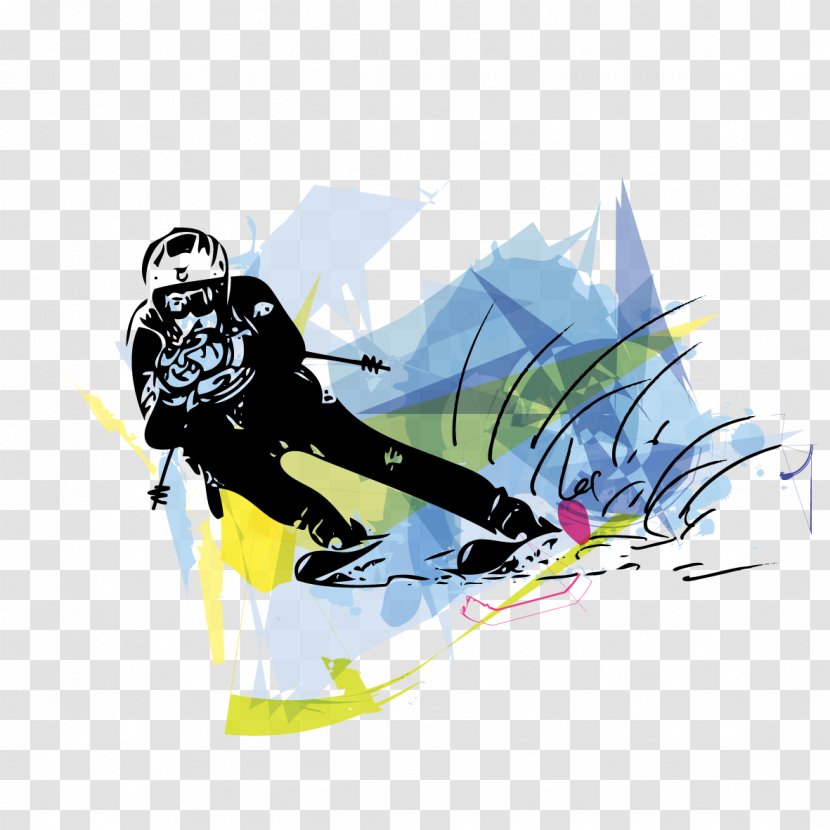 Alpine Skiing Freestyle Extreme - Art - Vector Watercolor And Sledding Person Transparent PNG