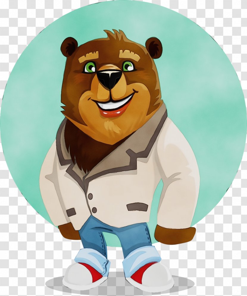 Cartoon Brown Bear Mascot Animated - Grizzly Transparent PNG