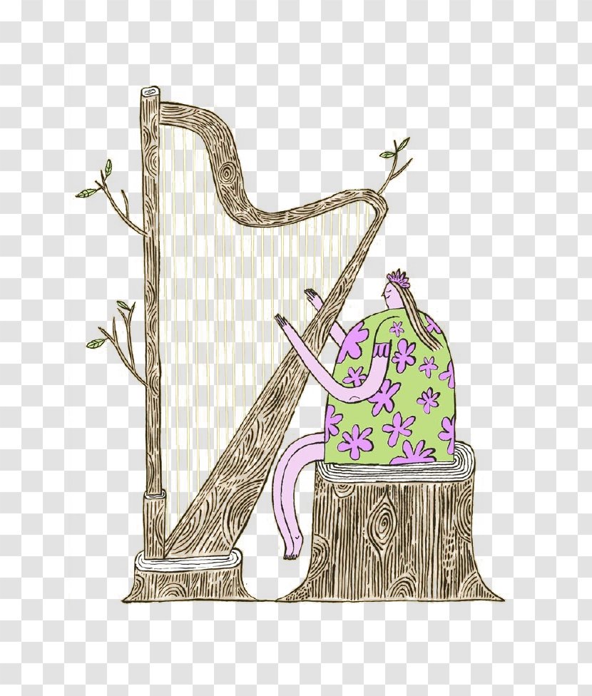 Harpa Plucked String Instrument Illustration - Heart - Harp Fairy Transparent PNG