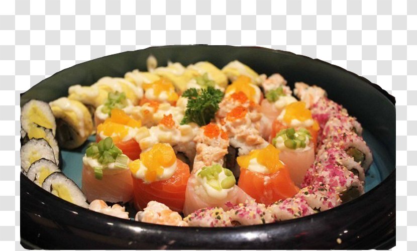Sushi Japanese Cuisine Asian Couscous Vegetarian - Dish - Colorful Platter Transparent PNG